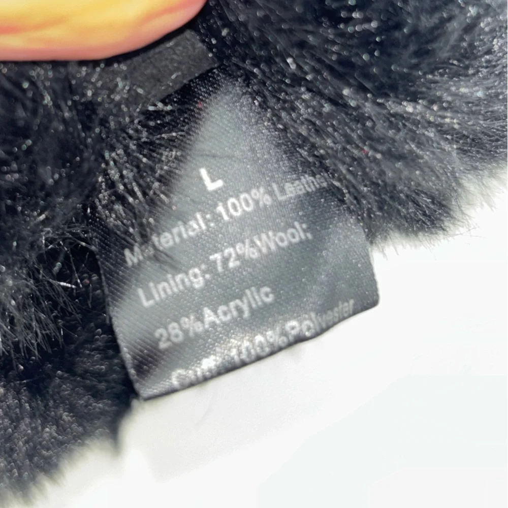 NEW Deer Suede Leather Driving Gloves Skin Faux Fur Cuff Black‎ Touchscreen Wool